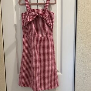 Monteau Red Checkered Kids Dress with Bow